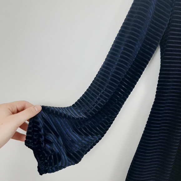 Lulus Ticket to Chic Navy Blue Striped Velvet dres - Picture 12 of 13